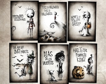 6-piece post/card set "HALLOWEEN EDITION 2" with unique and idiosyncratic illustrations. Perfect decoration and great gift!