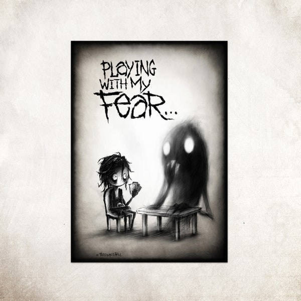 Zeichnung  " Playing with fear " To beat your fear you have to play with it. by FREDWARDFALL