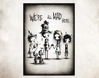 Drawing &quot;we&#39;re all mad here&quot; Fredwardfall&#39;s creepy characters inspired by Alice in Wonderland and T. Burton by FREDWARDFALL