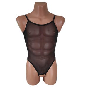Men&#39;s Open back mesh bodysuit Seductive sheer see though mens underwear Sissy lingerie Full acses thongs bodysuit for men S M L XL XXL