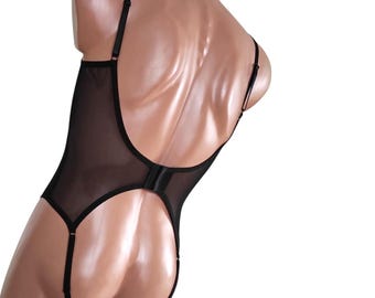 Body da uomo sexy con apertura sul sedere e senza cavallo, seducente cinturino trasparente per uomo, perizoma da uomo, lingerie da femminuccia con apertura sul cavallo, perizoma completo da donna.