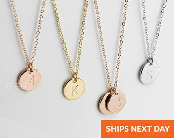 Personalized Initial Necklace For Her Best Friend Birthday Gift Women Sister Letter Necklace Initials Minimalist Disc Coin Mother's Day Gift