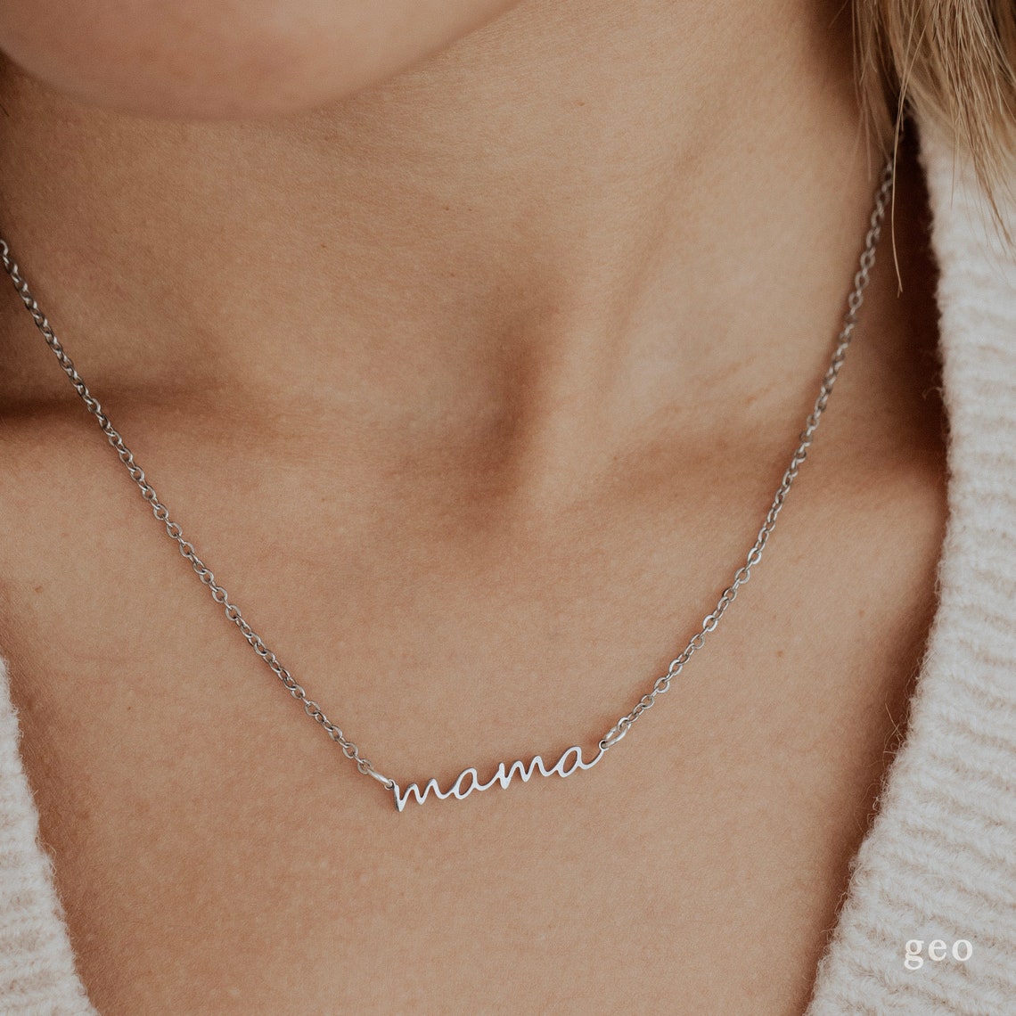 Dainty Mama Necklace Mother Gifts Mom Necklace Mommy Baby Etsy