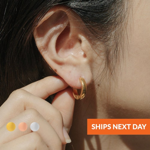 13mm Huggie Hoop Earrings Dainty Gold Earrings Silver Earrings Huggies Hoop Earrings Gold Hoops Huggie Hoops Minimalist Small Thick Hoop