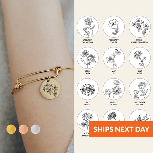 Personalized Birth Flower Charm 