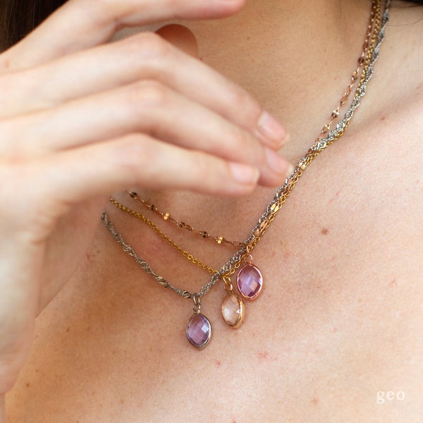 6月の誕生石ネックレス アレキサンドライトネックレス 誕生月ブライズメイドネックレス 誕生石ジュエリー 彼女へのパーソナライズギフト チャームネックレス