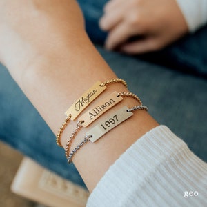 Custom Friendship Bracelet Charm Bracelet Personalized Baby Name Bracelet for Teenage Girls Gold Jewelry Gift for Mom Best Friend Name Plate