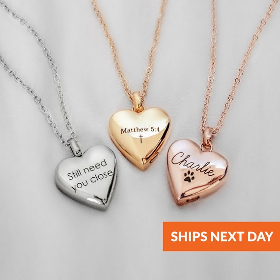Custom Heart Urn Necklace for Human Ashes Personalized Cremation Jewelry Gift Ash Memorial Jewelry Small Urn Charm Necklace Pendant Xmas