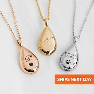 Gepersonaliseerde Teardrop Urn ketting hanger voor as crematie sieraden ketting voor as huisdier as aandenken hond crematie urn huisdieren Memorial