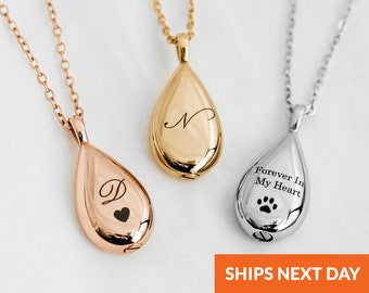 Personalized Teardrop Urn Necklace Pendant for Ashes Cremation Jewelry Necklace for Ashes Pet Ashes Keepsake Dog Cremation Urn Pets Memorial