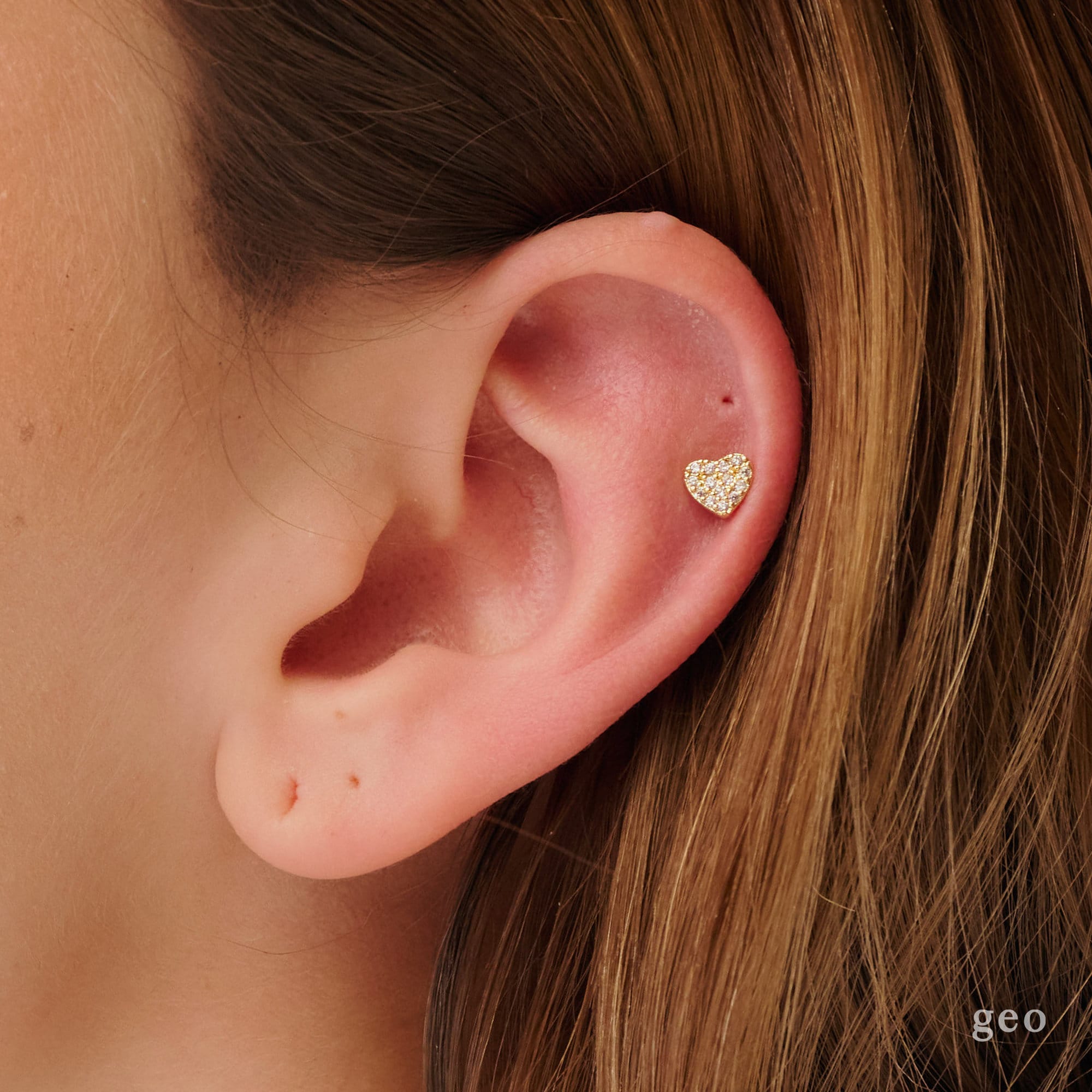 2 Orecchini A Perno Per Cartilagine A Forma Di Cuore In Argento 925 - Ipoallergenici, Per Tragus, Helix, Lobo, Regalo Per Donne E Ragazze
