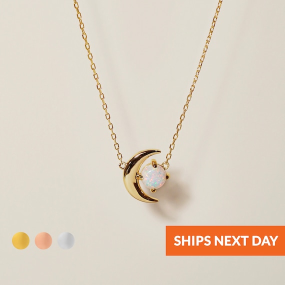 Crescent Moon Necklace Sterling Silver 