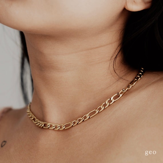 6mm Figaro Chain Necklace Women in Gold 