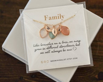 Personalized Birthstone Necklace Gold Jewelry Charm Necklace Grandma Necklace Mom Gift Birthstone Jewelry Unique Gift Family Tree Necklace