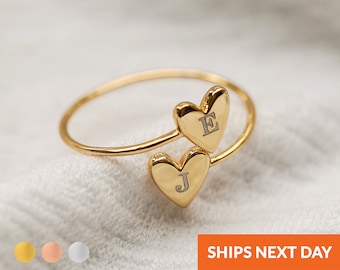 Personalized Heart Ring With Initial Meaningful Gift For Her Initial Jewelry Letter Ring Girlfriend Gift For Women Valentines Gifts for Her