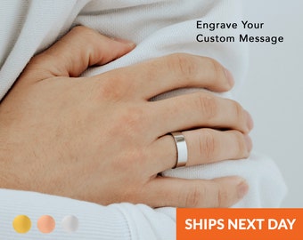 Anillo apilable, regalo personalizado para novio, regalo de boda, el mejor regalo personalizado para él, anillo para hombre, regalo para papá, joyería hecha a mano, regalo de Navidad.