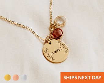 Gepersonaliseerde Gift Handgemaakte Disc Mom Ketting Oma Geschenken Geboortesteen Ketting voor Moeder Mama Nana Gigi Mimi Familie Moeders Dag Cadeau Sieraden