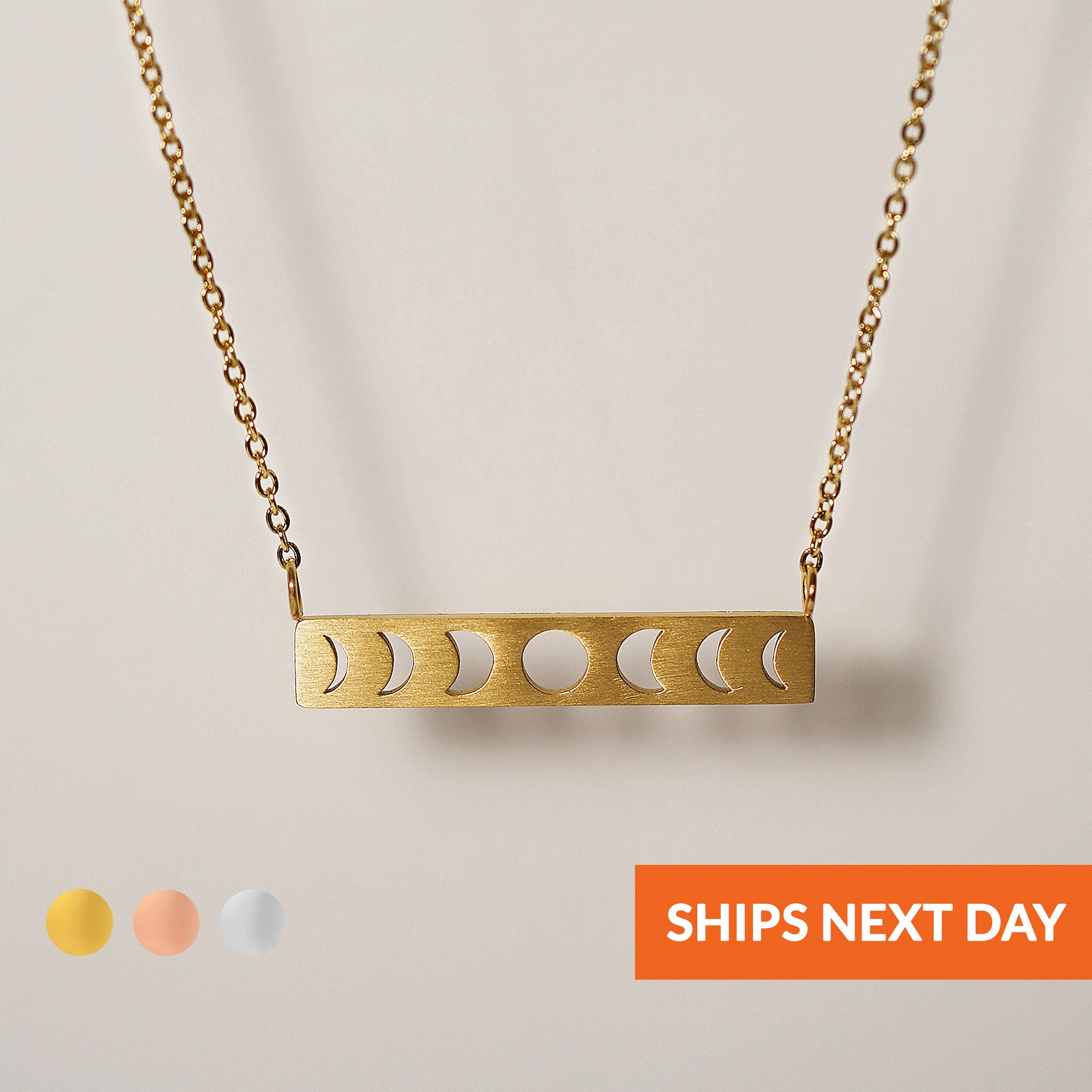 Moon phase bar on sale necklace