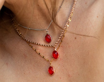 Ruby Necklace Gifts for Women Personalized July Birthstone Necklace Gold Bridesmaid Jewelry Birthstone Birthday Gifts for Her Charm Necklace