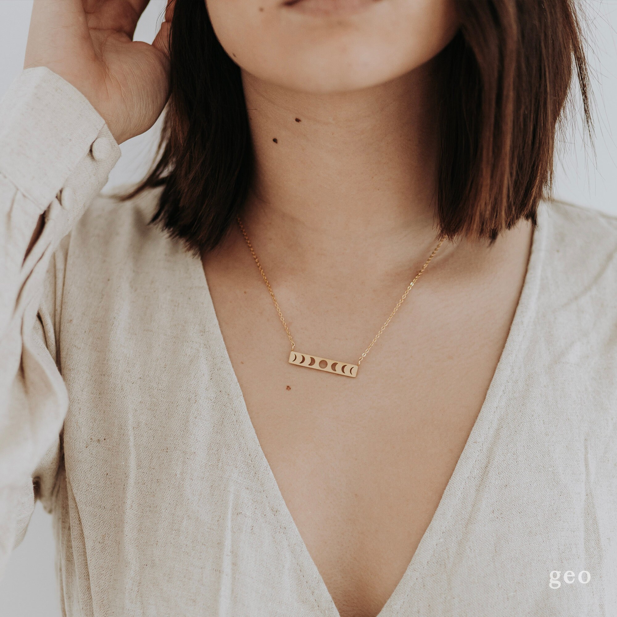 •MOONPHASE BAR•  mixed metal necklace