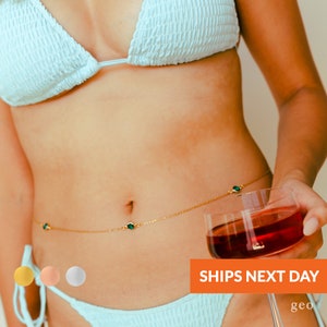 Handmade Birthstone Body Chain Waist Belly Chain Personalized Minimalist Gold Beachwear Custom Beach Summer Jewelry for Women Gifts for Her