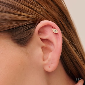 16G Dainty Evil Eye Knorpel Bolzen Ohrringe Tragus Stud Evil Eye Conch Ohrringe Knorpel Helix Bolzen Flache Rückseite Labret Evil Eye Ohr Piercings
