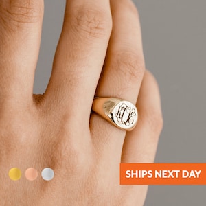 Monogram Signet Ring Personalized Ring Gold Ring Personalized Jewelry Engraved Ring Womens Initial Ring Mother's Day Gift for Her