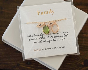 Familie geboortesteenarmband Geboortesteenarmband voor moeder Geboortesteen moederarmband bedelarmband sieraden gouden armband geboortesteen voor oma
