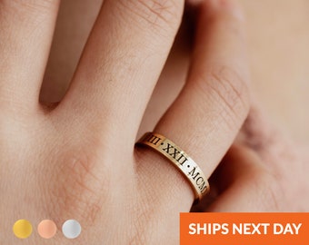 Personalized Ring For Women Gold Engraved Ring Custom Ring Gift for Mom Monogram Mothers Day Gift Ideas Mama Ring Popular Jewelry Gifts