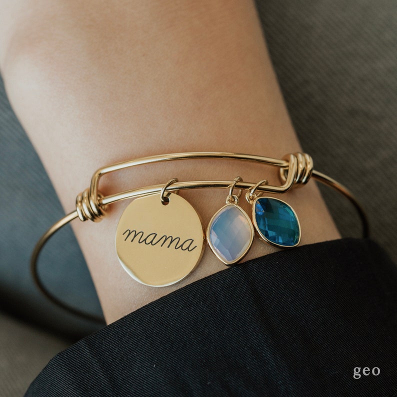 Personalized Mama Bracelet Mothers Gift Birthstone Bangle for Grandma Mom Bracelet Family Birthstone Gift Mother in Law Handmade Gift image 10