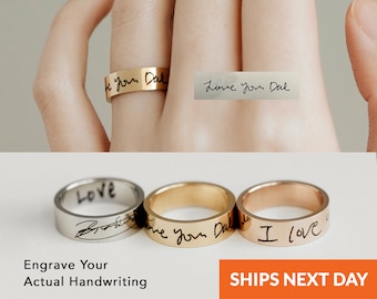 Love Rings Personalized Fingerprint Engraved Rings Handwriting Couple Ring Love Rings Personalized Fingerprint Engraved Rings Handwriting Couple Ring