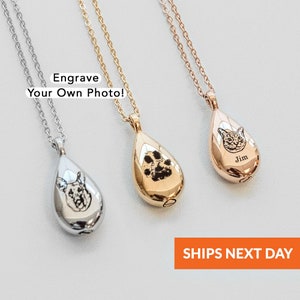 Cremate Jewelry Custom Pet Portrait Pet Urn Necklace Cremation Pet Ashes Necklace Paw Print Dog Gift Personalized Gift Cat Owners