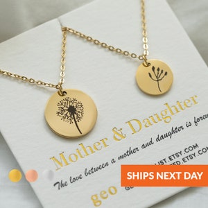 CYBER MONDAY SALE Mother Daughter Necklace Mom Gift Dandelion Flower Necklace Christmas Gifts for Mom Gift for Daughter Mother Daughter Set