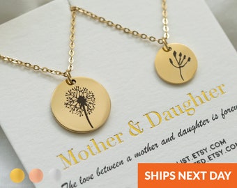 CYBER MONDAY SALE Mother Daughter Necklace Mom Gift Dandelion Flower Necklace Christmas Gifts for Mom Gift for Daughter Mother Daughter Set