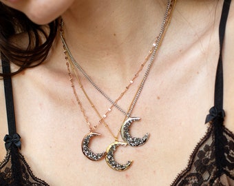 Pronto para enviar colar de cristal preto joias Boho presentes de aniversário para seu presente de casamento colar de lua presente para suas joias feitas à mão para mulheres