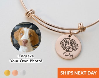 Custom Pet Portraits Dog Charm Bangle Pet Bracelet Mothers Day Gift for Her Best Friend Gift Pet Gift for Dog Mom Pet Gift