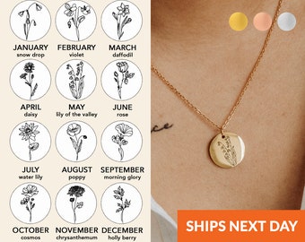 Birth Month Flower Necklace Personalized Necklace for Women Birthday Gift for Her Mothers Day Gift Custom Jewelry Best Birth Flower Necklace