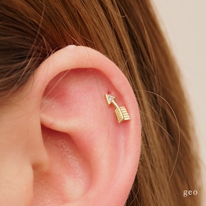 16G Arrow Cartilage Stud Earrings Tragus Stud Arrow Conch Earrings Cartilage Helix Stud Flat Back Arrow Internally Threaded Ear Piercings