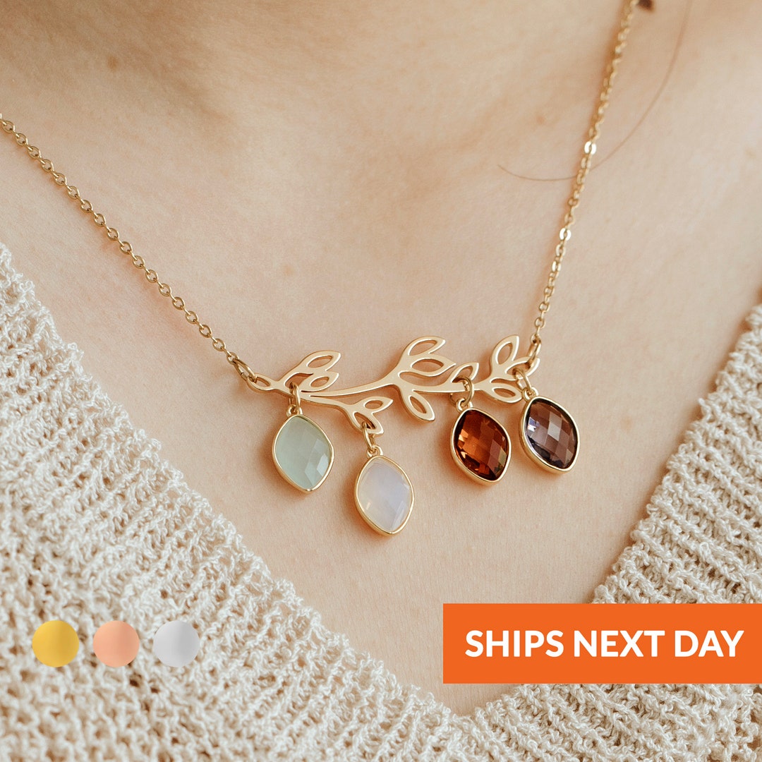 Birthstone Necklace for Mom Grandma Necklaces Personalized
