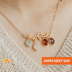 Birthstone Necklace for Mom Grandma Necklaces Personalized Gifts Grandma Jewelry for Mom Birthday Gift for Her Family Tree Charm Necklace