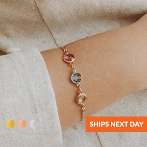 Birthstone Bracelet For Women Personalized Jewelry Gift for Mom Sister Gifts for her Mother to Daughter Bracelet Charm Gold Jewelry for Mama
