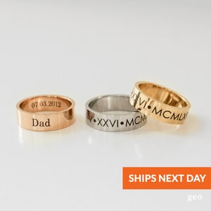 Anillo de joyería personalizado con inicial grabada, anillo de amistad para hombre, anillo personalizado, anillo de pareja, joyería de moda, regalo hecho a mano para él.