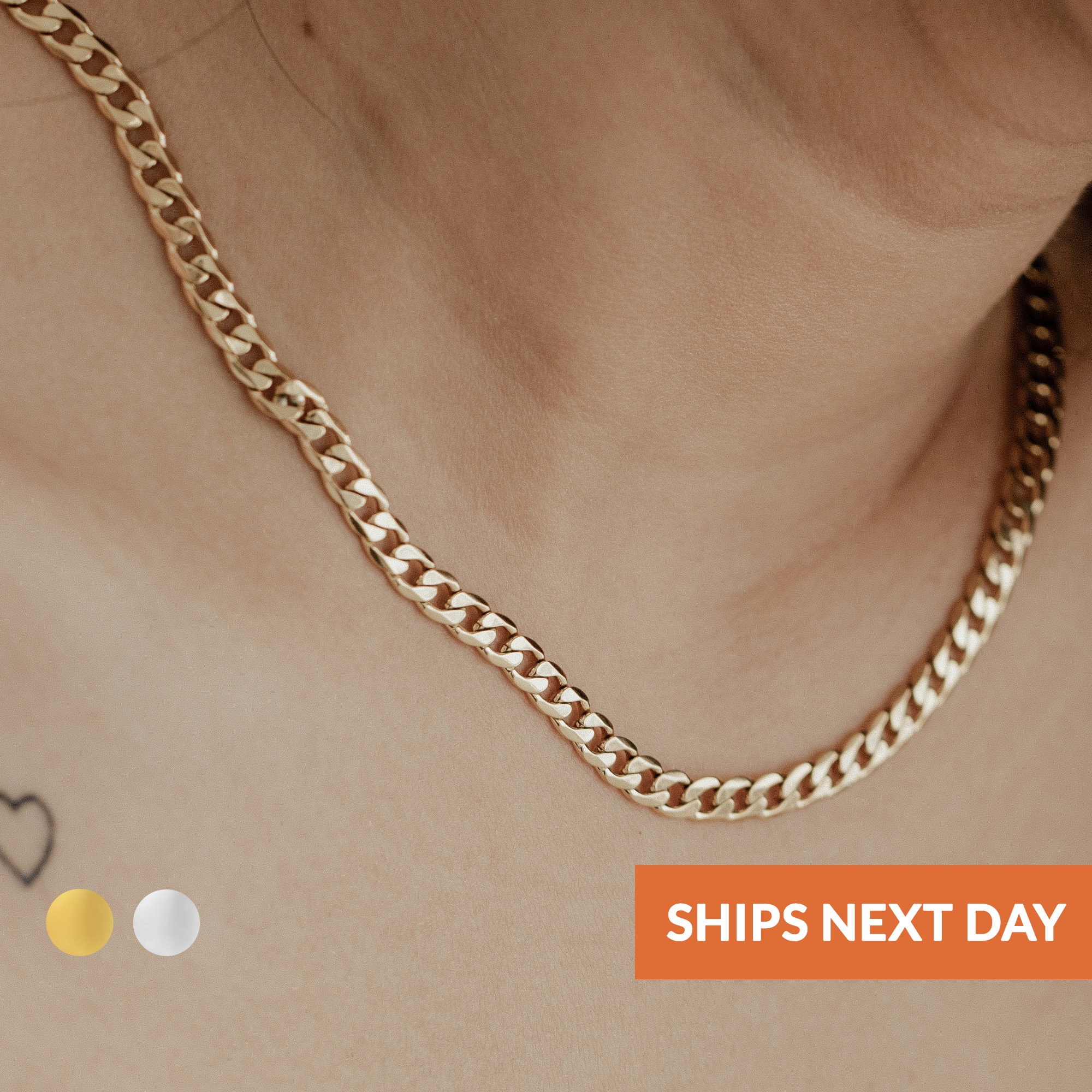 4mm Curb Chain Necklace for Women in 
