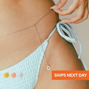 Handmade Initial Body Chain Waist Belly Chain Drop Chain Personalized Minimalist Gold Beachwear Custom Beach Summer Jewelry Alphabet Name