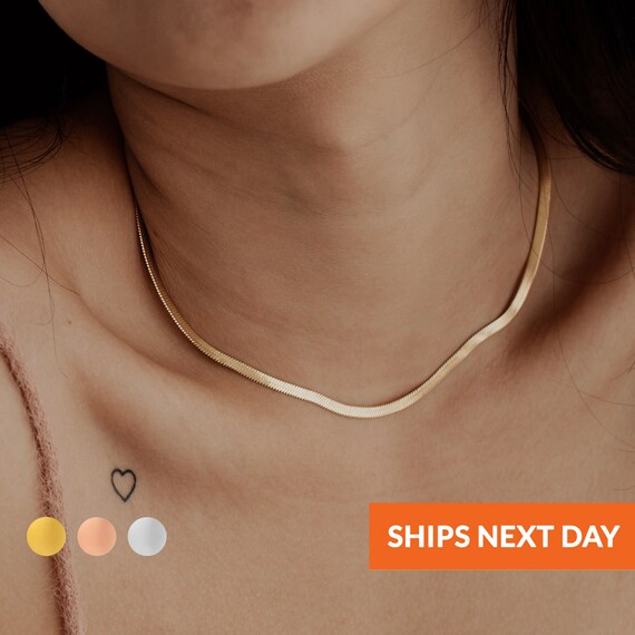 Snake Chain Necklace Gold Rose Gold 