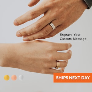 Personalized Matching Rings Couple Rings Boyfriend Ring Minimalist Stacking Ring Set Couple Bands Handmade Gift Jewelry Fathers Day Gift Dad