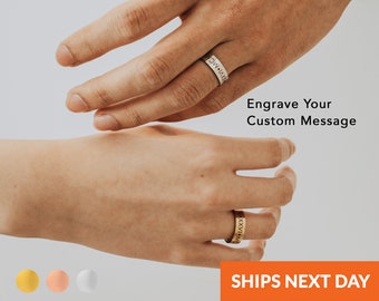 Anillos a juego personalizados Anillo para pareja Anillo para novio Conjunto de anillos apilables minimalistas Anillos para pareja Anillo grabado Regalo para el Día de la Madre Joyería para mamá