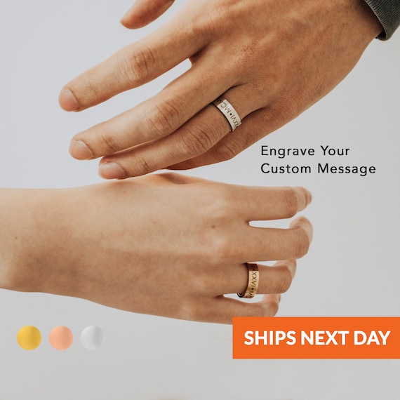 Buy Personalized Matching Rings Couple Rings Boyfriend Ring Minimalist Stacking Ring Set Couple Bands Handmade Gift Jewelry Fathers Day Gift Dad Online in India Etsy