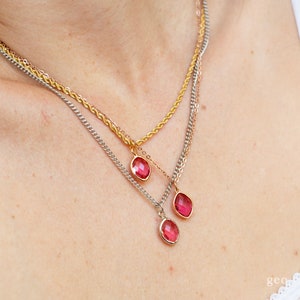 Personalized October Birthstone Necklace For Women Rose Gold Birthstone Necklace Birthday Gift Pink Tourmaline Necklace Pink Chalcedony