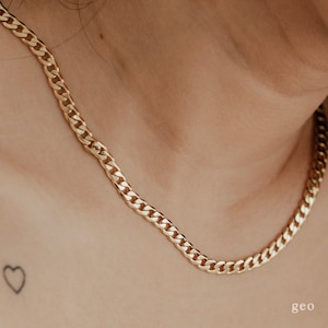4mm Curb Chain Necklace for Women in Gold and Silver Curb Chain Choker Gold Thick Chain Dainty Chain Layering Necklace Stainless Steel